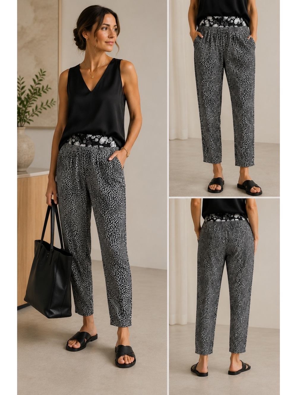 RARE Lululemon Departure Pants Plush Petal Floral Black/White Size 4